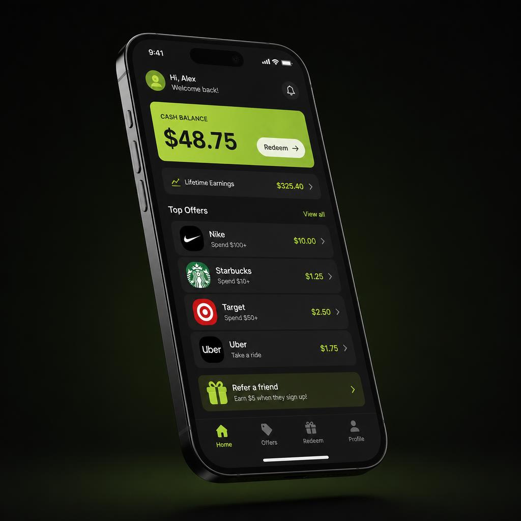 SlamCash task board listing game sessions, app tests and ad reels with payouts